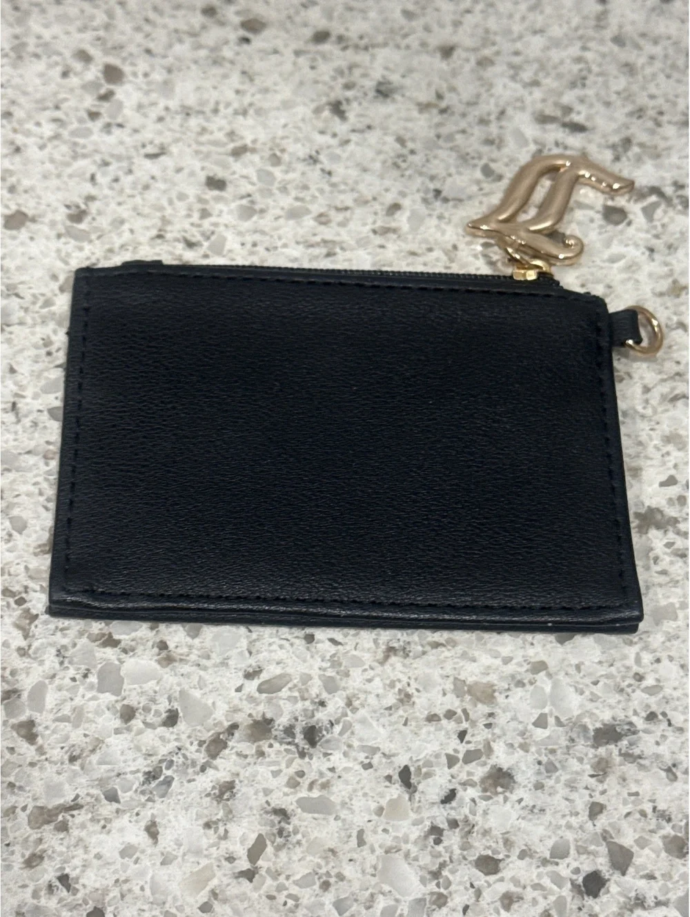 Juicy Couture Black Leather Card Holder with Gold Accent